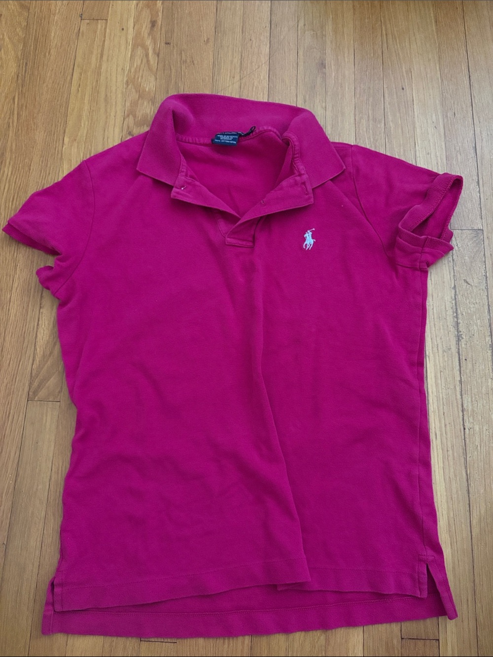 Ralph Lauren Girls Hot Pink Polo Top with Embroidered Pony